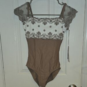 Wear Moi Narcisse Women's Leotard In XS Moka/white NWT